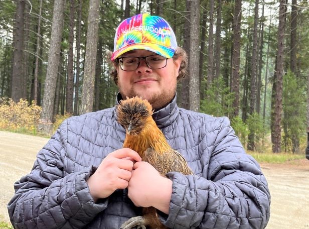 lukas holding his chicken