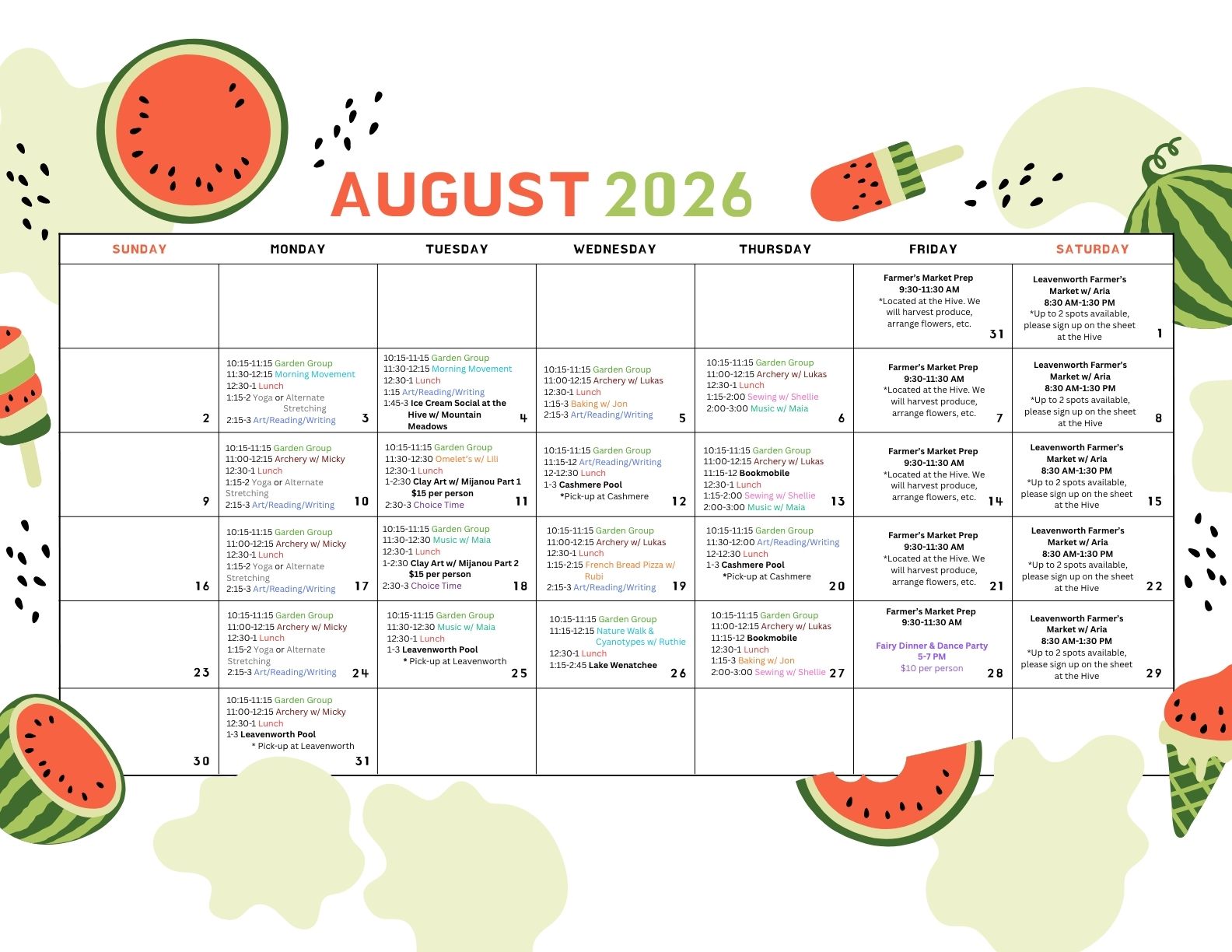watermellon calender